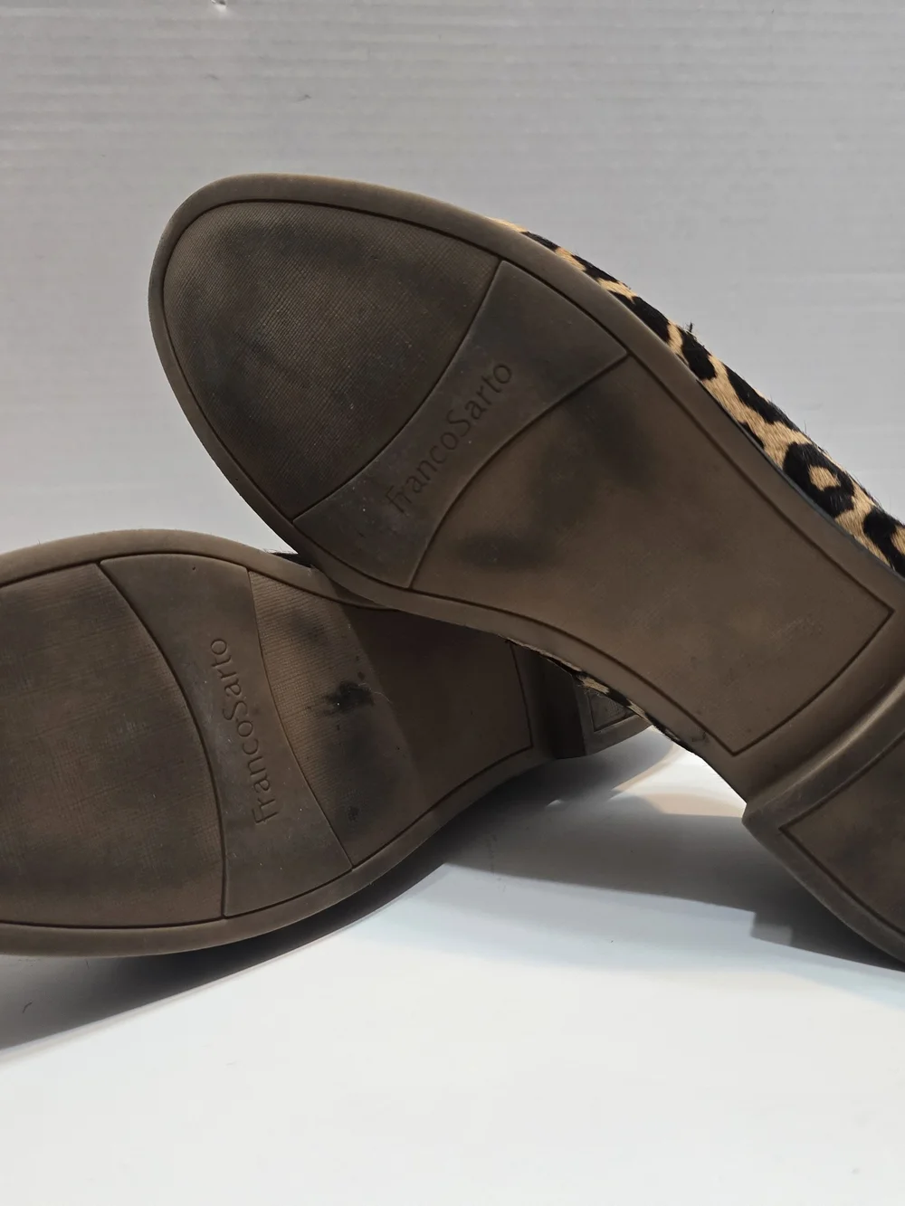 Franco Sarto Leopard Print Slip-On Loafers - Tan & Black